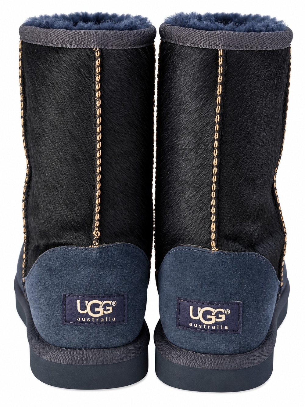 UGG Australia 10047 Black/Navy Haircalf Classic Boots Women’s Size 6 EU 37